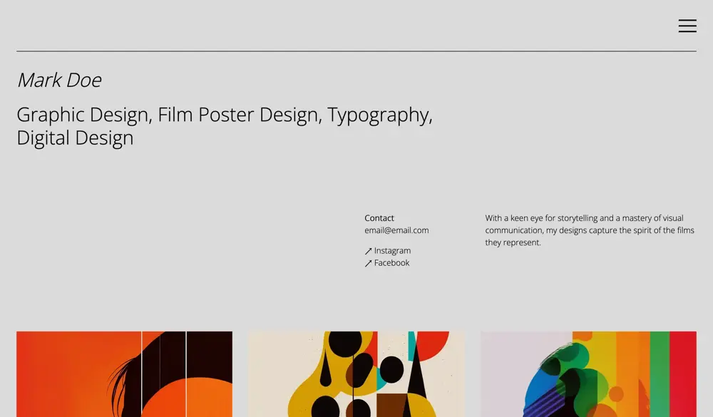 Estudio Veloz portfolio demo/look called Mark.