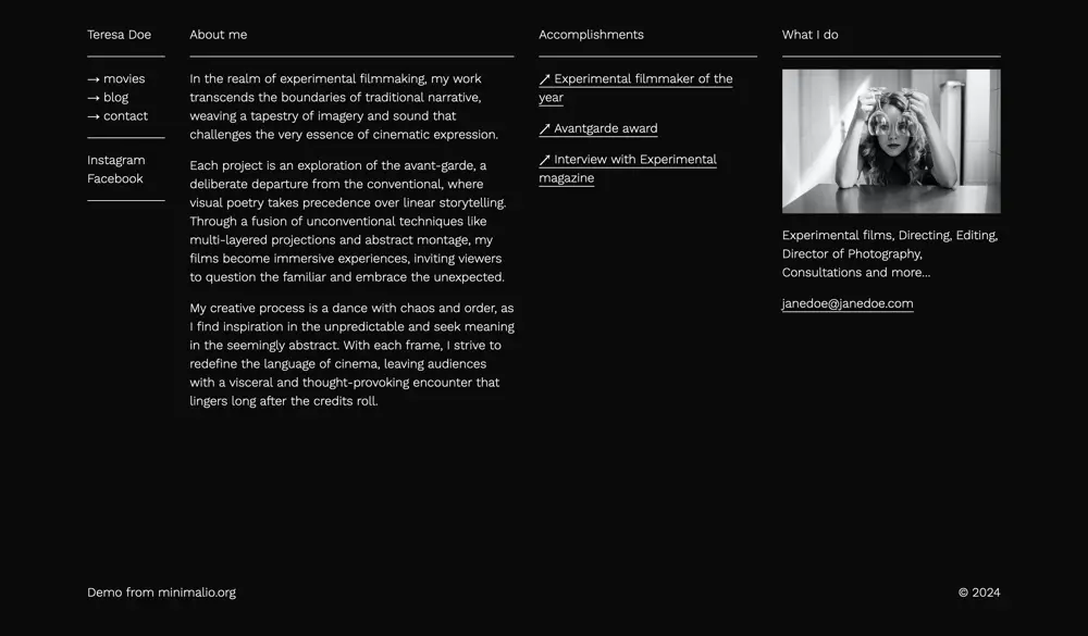 Estudio Veloz portfolio demo/look called Teresa.