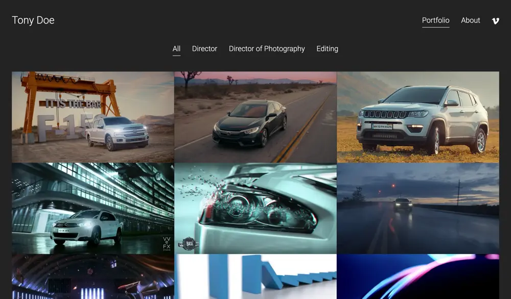 Estudio Veloz portfolio demo/look called Tony.